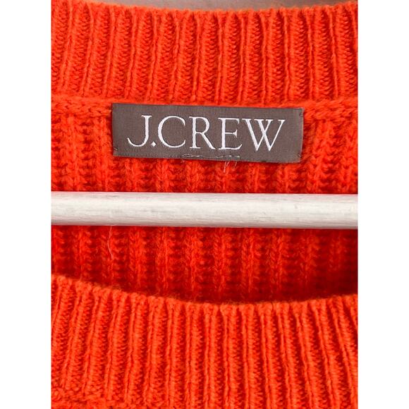 J. Crew Short Sleeve Wool-Cashmere Blend Cable-Knit Crewneck Sweater Orange - Picture 5 of 9